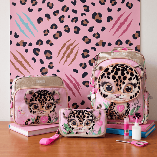 Set Escolar LLUVIA Dorado 3 Piezas Cachorro Leopardo