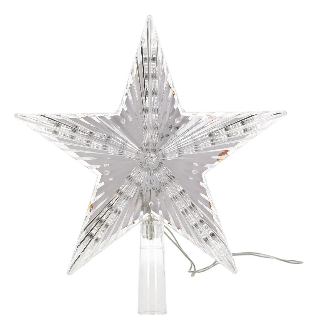Punta De Árbol JL Estrella Cristalina 20 Luces Led 20 Cm