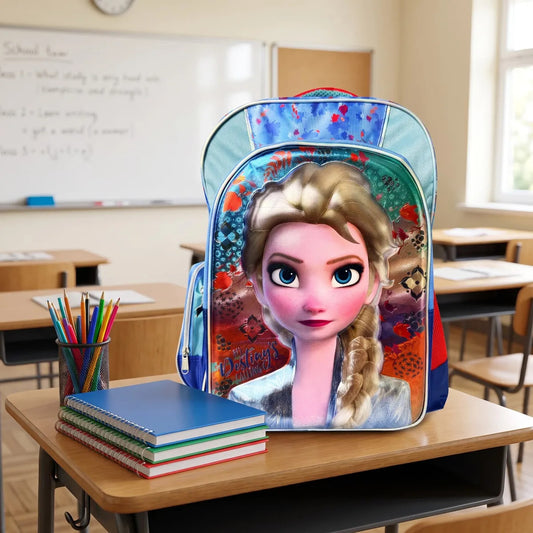 Mochila Escolar Ruz Azul Frozen Elsa Diseño 3D Metálico