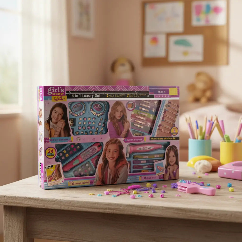 Set De Cabello Y Pulseras Con Máquina Decoradora Candy Toys