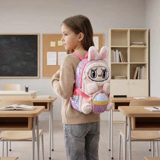 Mochila Escolar Monster Rosa Panquecito Desmontable
