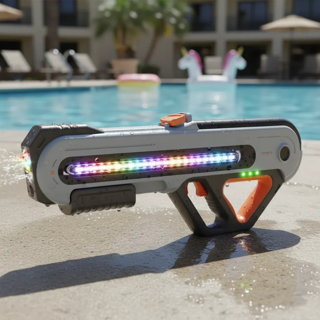 Pistola De Agua W12 Eléctrica Con Luz Doble Capacidad