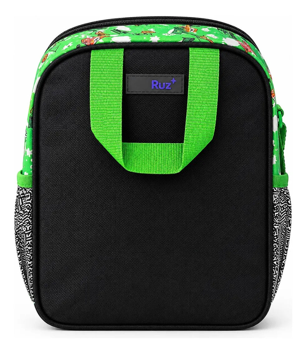 Lonchera Escolar Ruz Minecraft Con Diseño Creeper Y Bloques