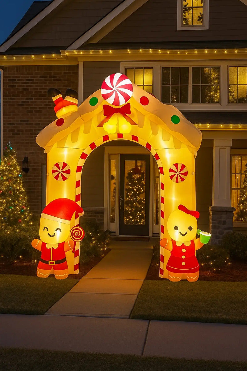 Inflable Arco Navideño Casita De Jengibre 300×70×200 Cm
