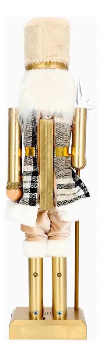 Soldado Cascanueces De Madera Lluvia Beige Dorado 30