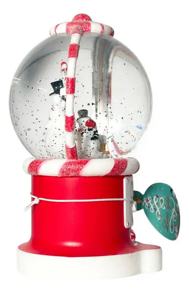 Lámpara Navideña Globo Con Muñecos De Nieve 21x13x8 Cm