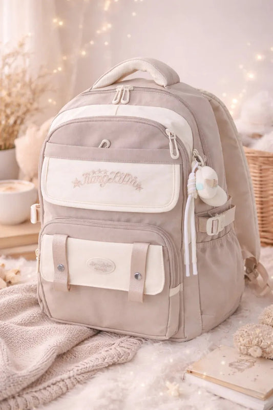 Mochila Juvenil Lluvia Café Claro Elegante Porta Laptop Antirrob