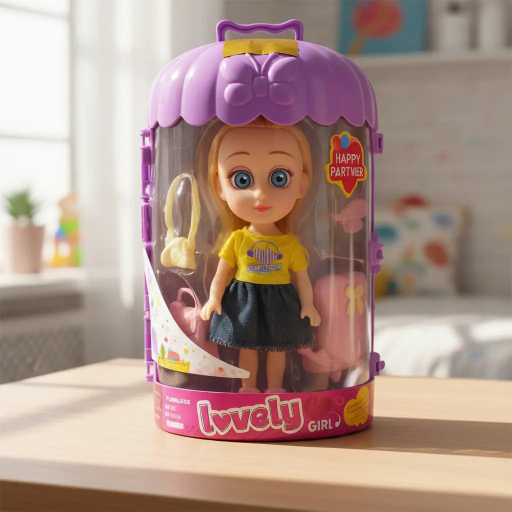 Muñeca Candy Toys Con 16 Accesorios En Estuche Cápsula