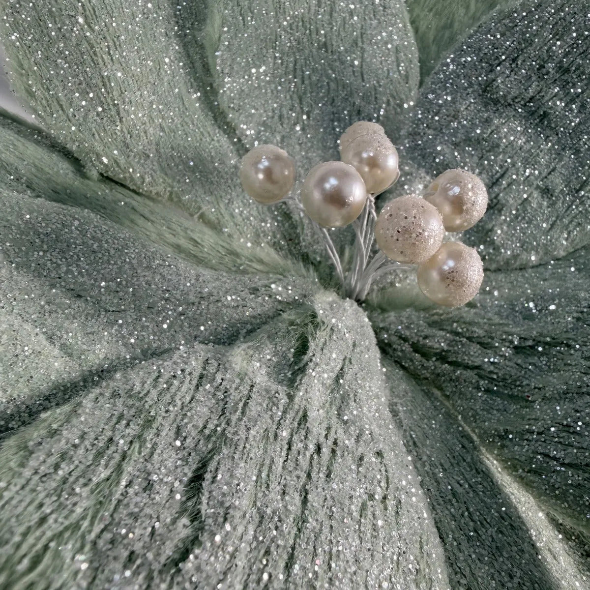 Nochebuena Lluvia Poinsettia Verde Matcha Glitter