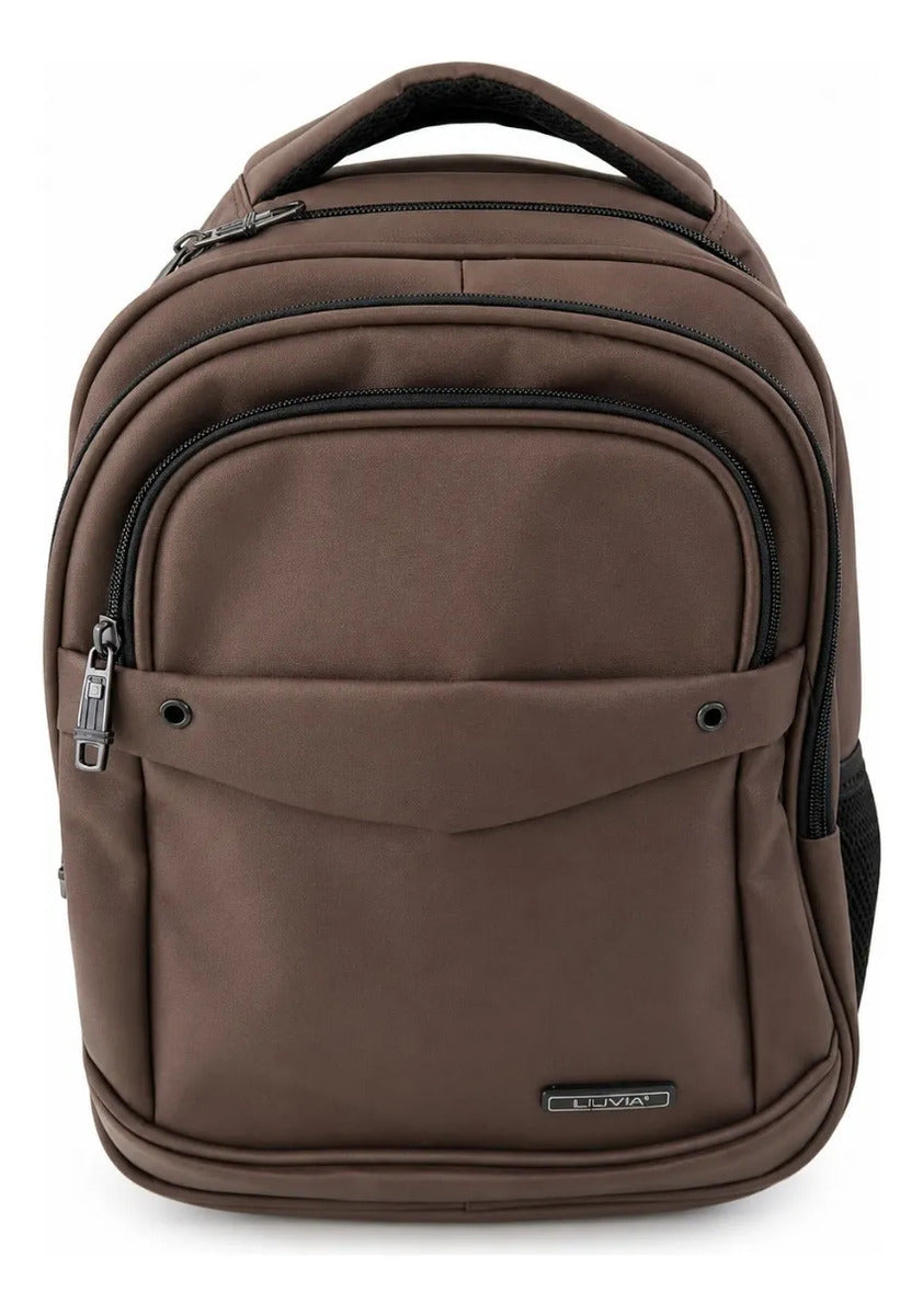 Mochila Lluvia Chocolate Con 4 Compartimientos Repelente Al Agua