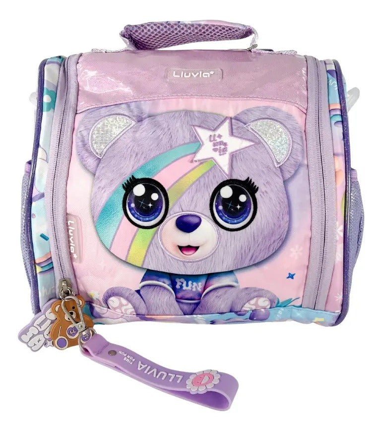 Paquete Mochila 3 Piezas Marca Lluvia Oso Arcoiris Kinder