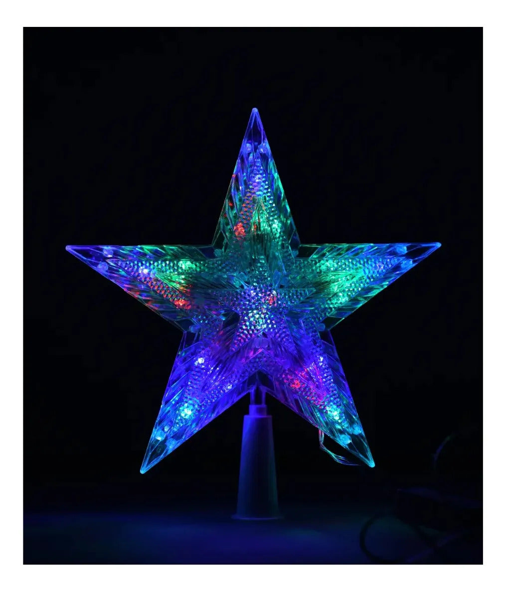 Punta De Árbol JL Estrella Multicolor Con Relieve 18 Led