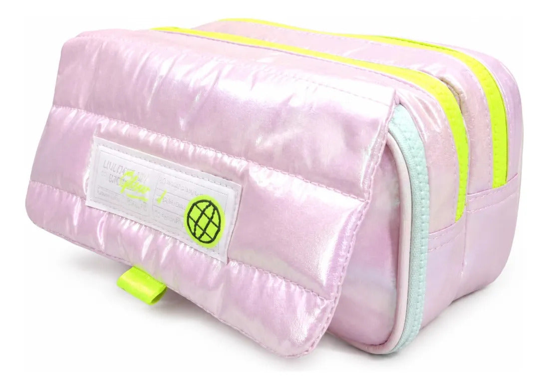 Set Escolar Lluvia Rosa Tornasol Súper Brillante Tres Piezas