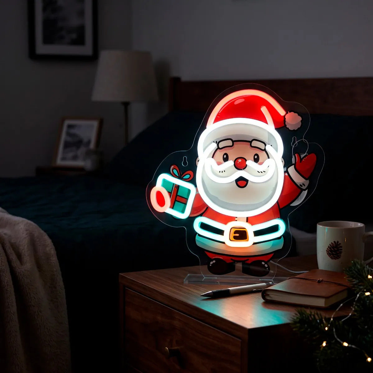 Santa Claus Lluvia con Luz LED Multicolor 28 cm