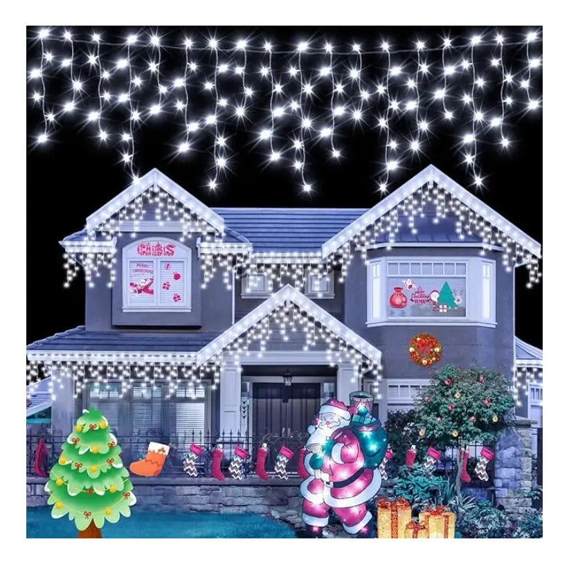 Serie Cascada Navideña 200 Luces 4 M Led Luz Blanca Fria