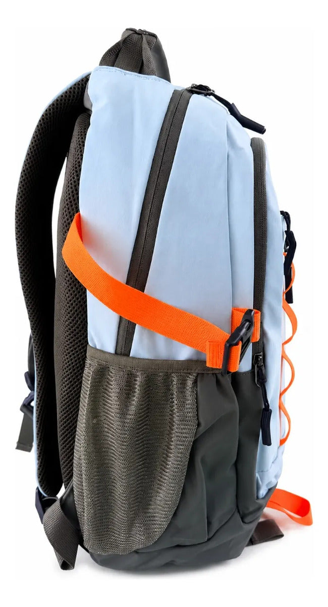 Mochila Juvenil Lluvia Menta Con Detalles Naranja Neon