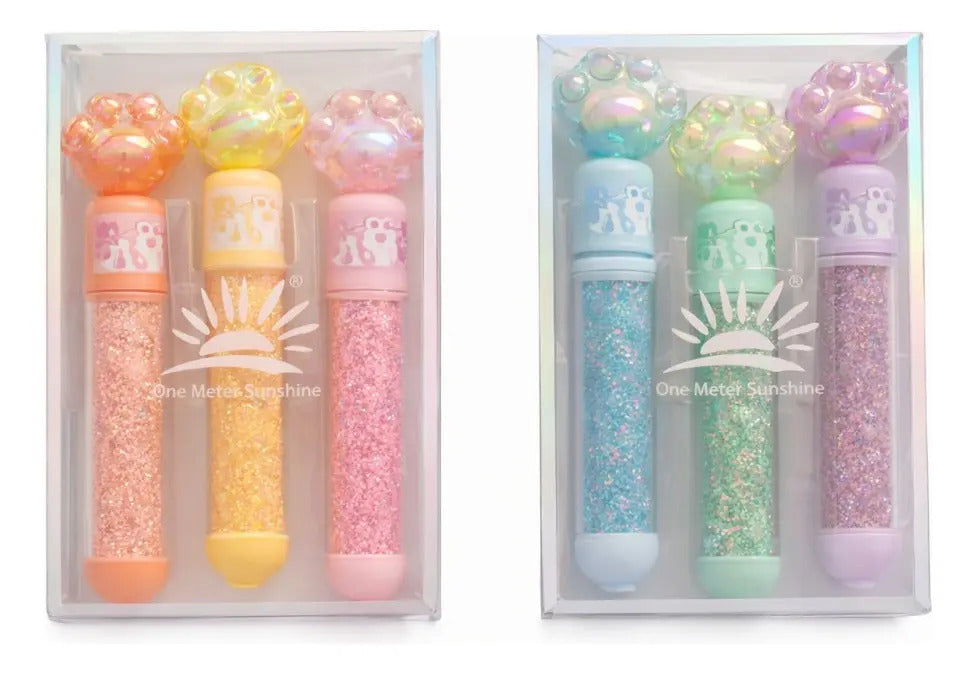 Marcatextos Kawaii 6 Piezas Tapa Figura Huellita Gliter