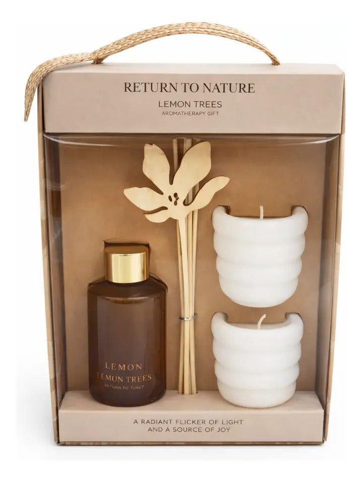 Set Aromático Return To Nature Velas Perfumadas Y Difusor