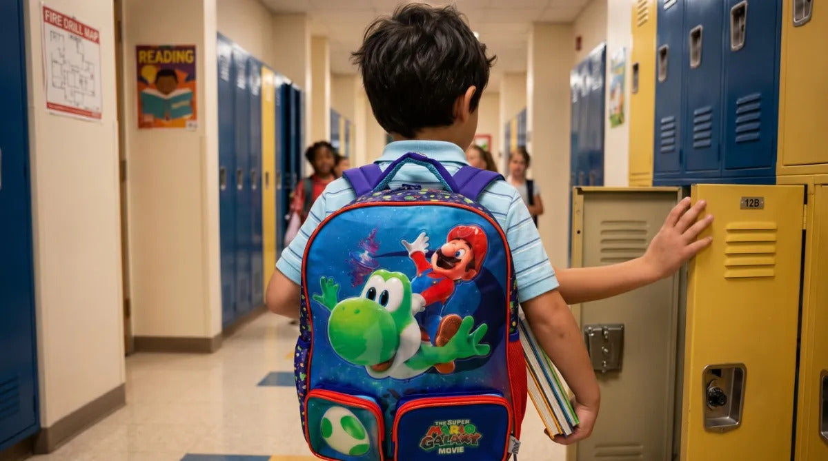 Mochila Primaria Ruz Super Mario Galaxy Con Mario Y Yoshi