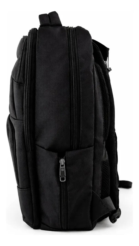 Mochila Lluvia Negra Con Bolsillos Laterales Expandibles