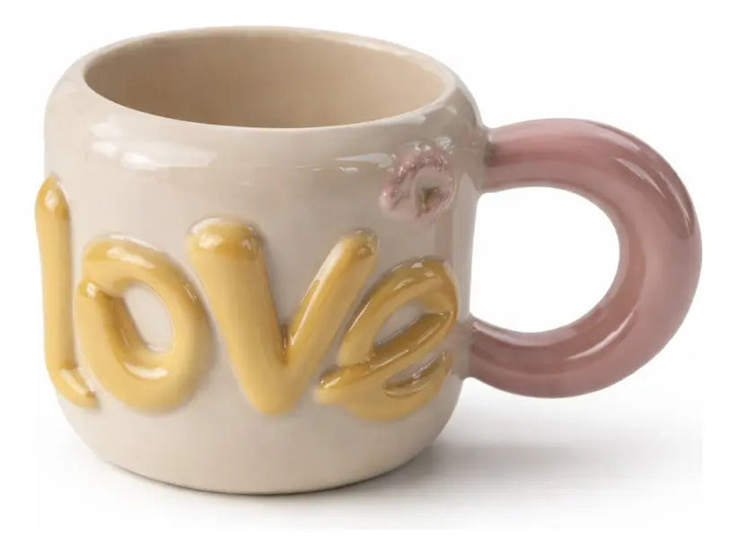 Taza Love De Cerámica Con Diseño Romántico 400 Ml
