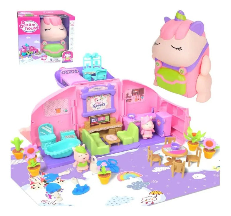 Mochila Casa De Unicornios Candy Toys Con Sonido 40 Piezas