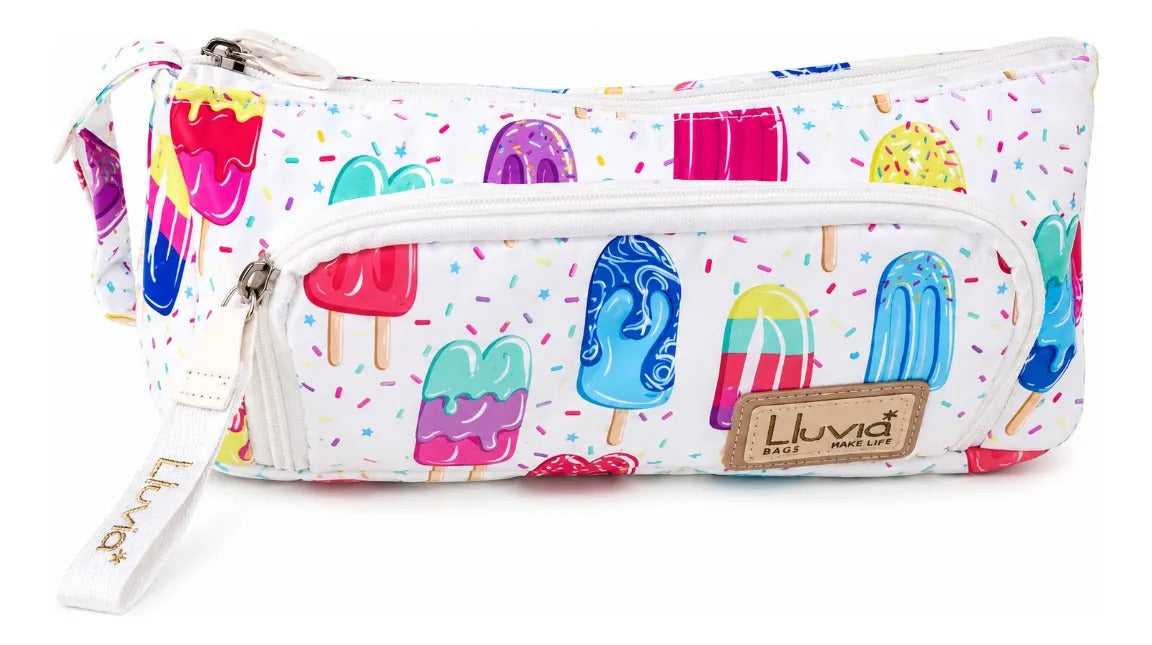 Set Tres Piezas Lluvia Mochila Lonchera Paletas De Colores