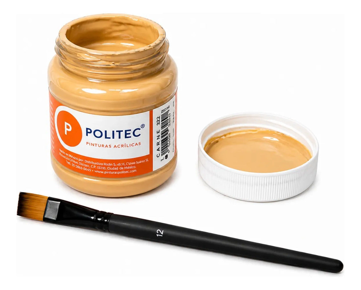 Pintura Acrílica Beige 250 Ml Politec Multiusos Semimate
