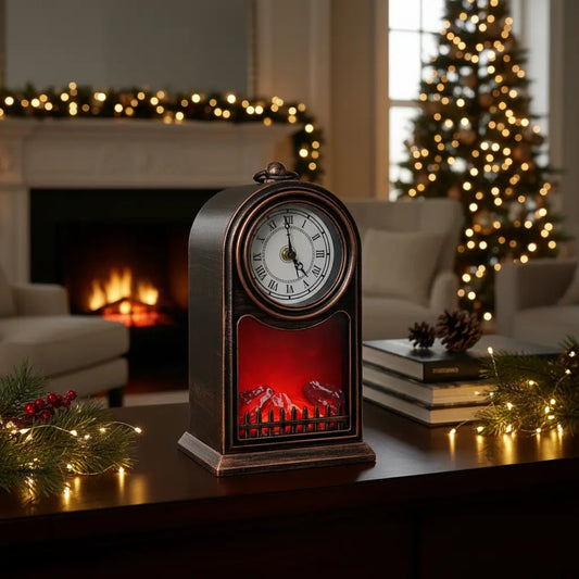 Adorno Navideño Tipo Reloj Con Flamas Decorativas