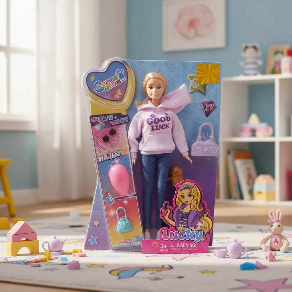 Muñeca Articulada Candy Toys Lucky Con 5 Accesorios