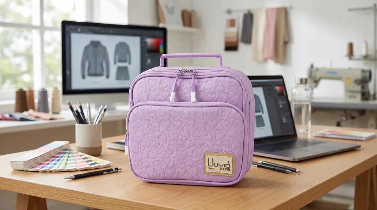 Lonchera Elegante Lluvia Con Corazones En Relieve Color Lila