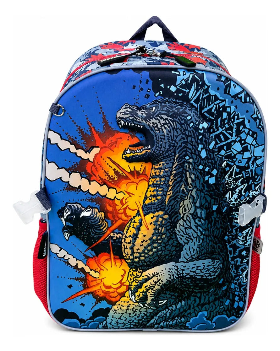 Set Tres Piezas American Bags Godzilla Mochila Escolar Azul