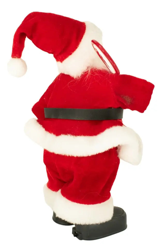 Santa Navideño Musical Con Movimiento Lluvia 30 Cm