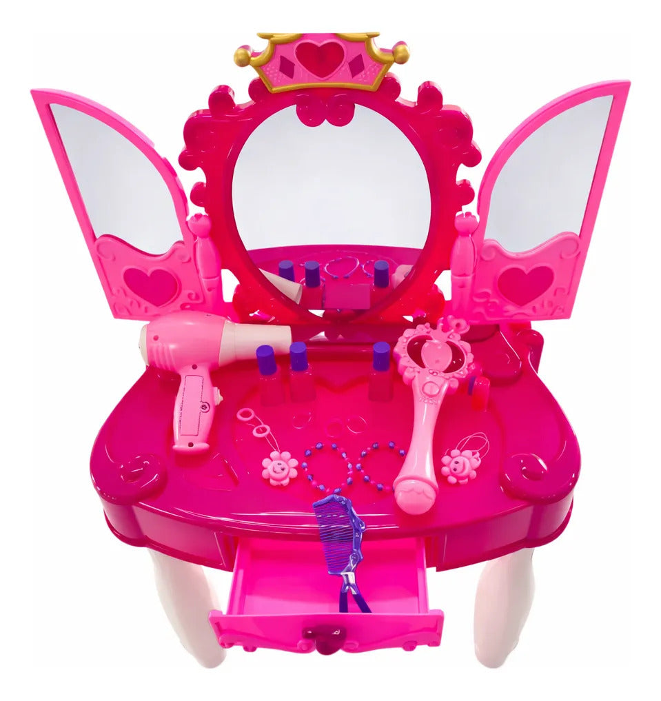 Tocador Infantil Glamour Mirror Con Varita Mágica 22 Piezas