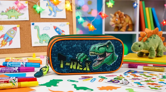 Lapicera Lluvia T Rex Con Luz Y Compartimiento Organizador