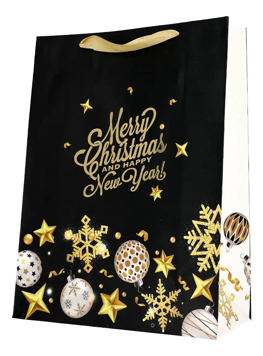 Bolsas de Regalo Navideñas Lluvia Elegantes Doradas 12 Pzas