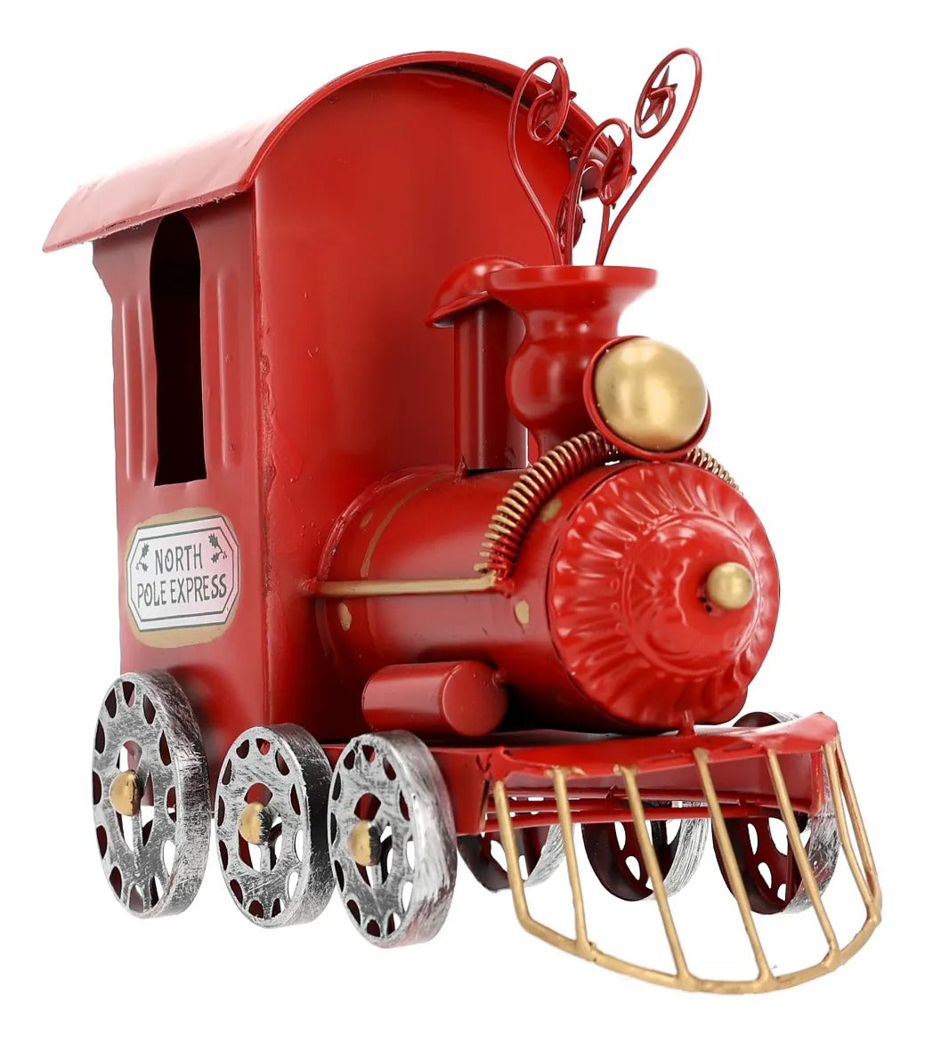 Tren De Navidad lluvia Metálico Rojo Vintage 80 Cm