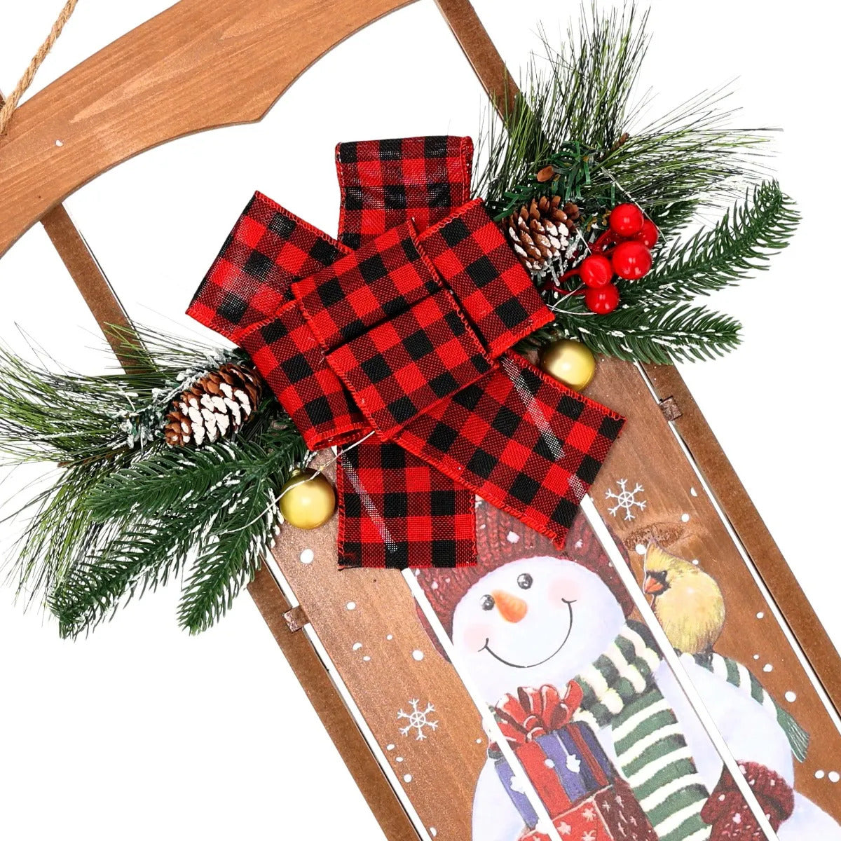 Letrero Navideño allucia Trineo Con Muñeco De Nieve 65 Cm