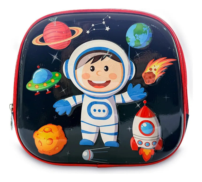 Set Escolar Lluvia Azul Marino Astronauta Tres Piezas