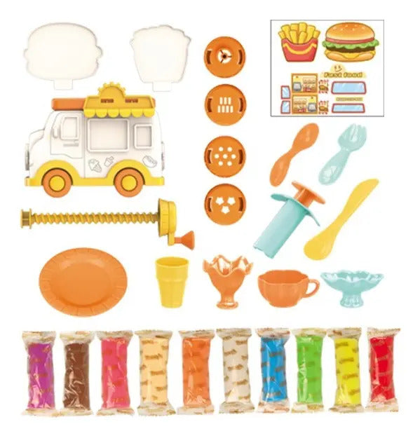 Set De Plastilina Camión De Hamburguesas Con 27 Piezas