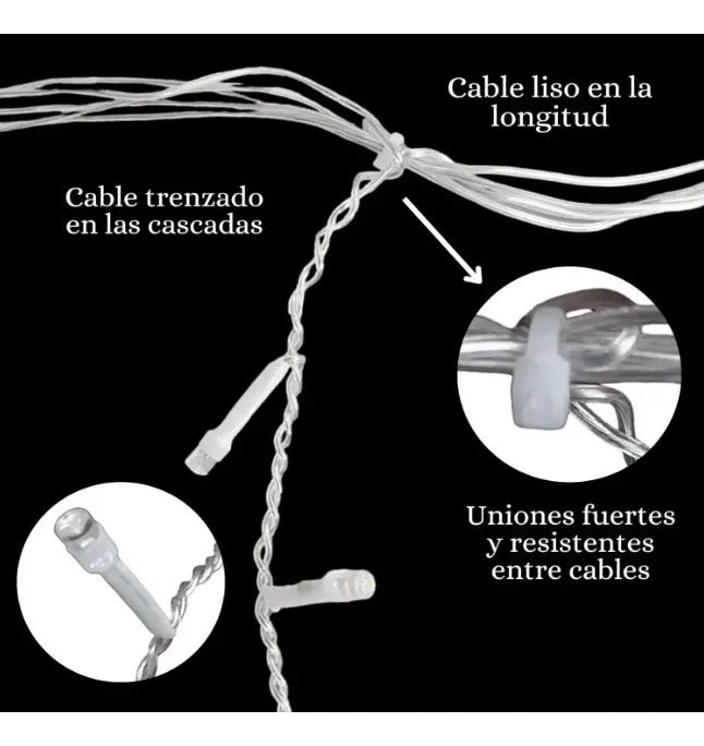 Cascada De Luz Blanca 1000 Led 20 M Para Exteriores
