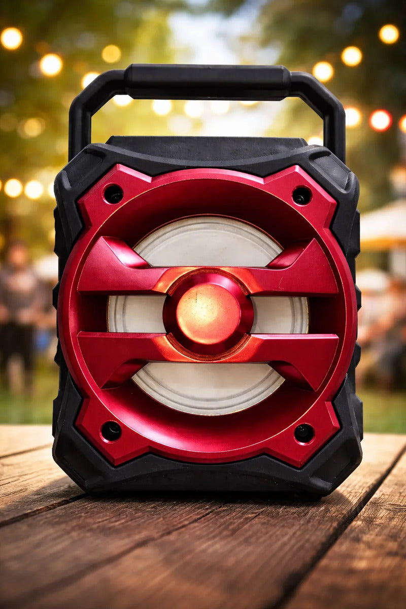 Bocina Bluetooth Compacta Con Asa Radio Fm Recargable