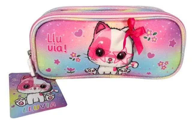 Mochila Primaria Set 3 Piezas Marca Lluvia Gato Con Lentes