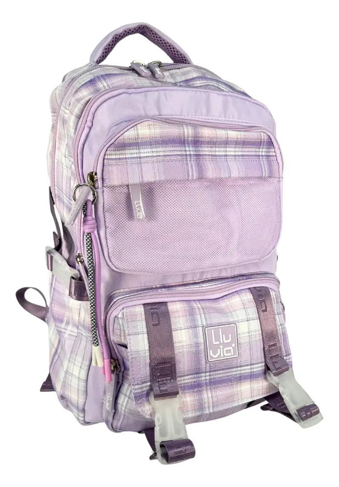 Mochila Juvenil Marca Lluvia Estilo Escoces Lila