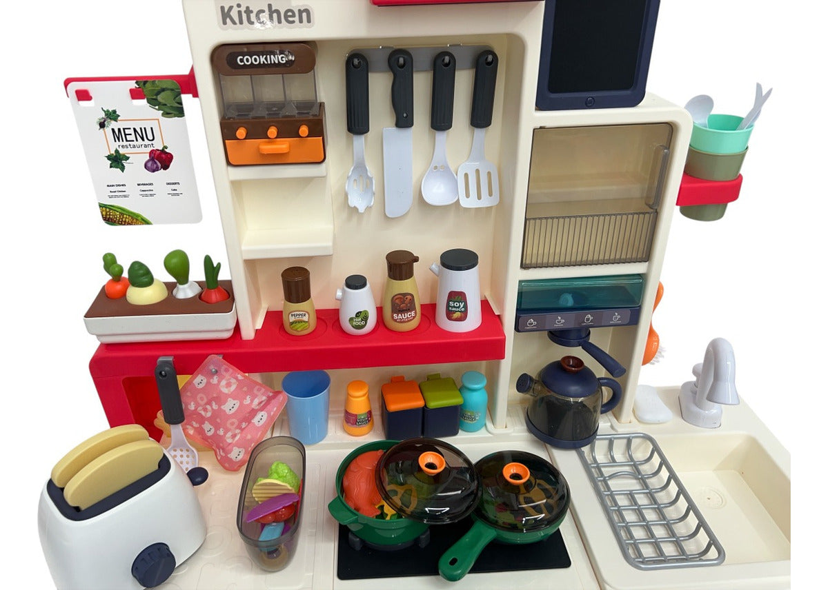 Cocina Infantil Marca Candy Toys Rosa Con 101 Piezas