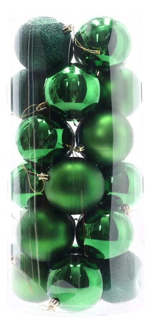 Set Esferas Navideñas Lluvia Verde Esmeralda 8 Cm 30 Piezas