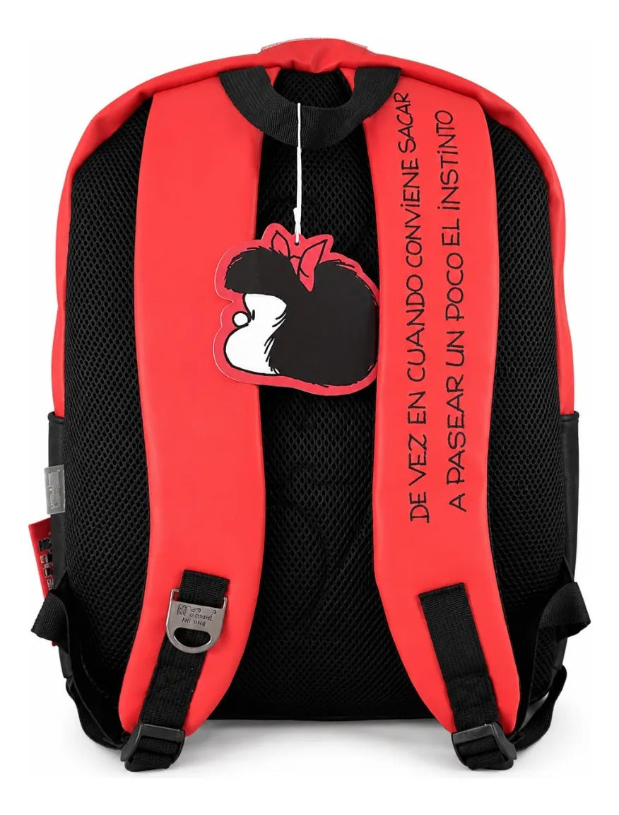 Mochila Juvenil Yadatex Mafalda Vinipiel Roja Con Monedero