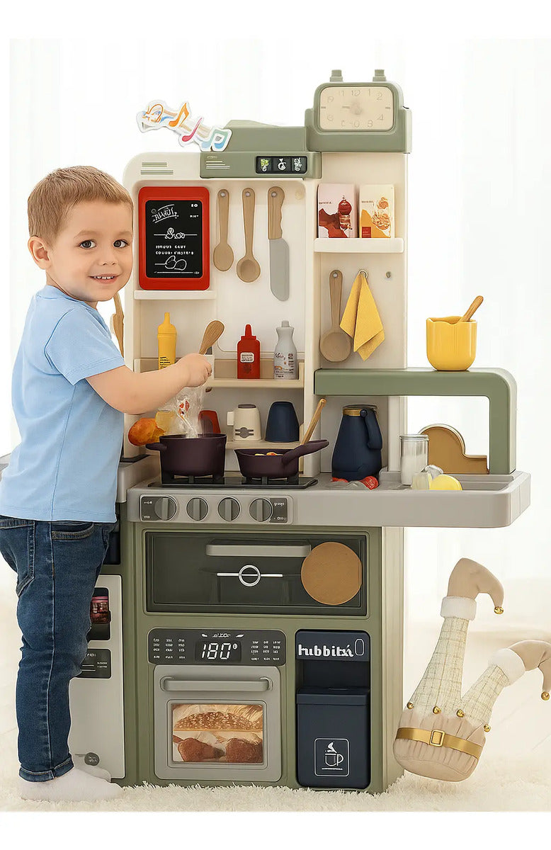 Cocina Infantil Marca Candy Toys Verde Olivo 88 Piezas