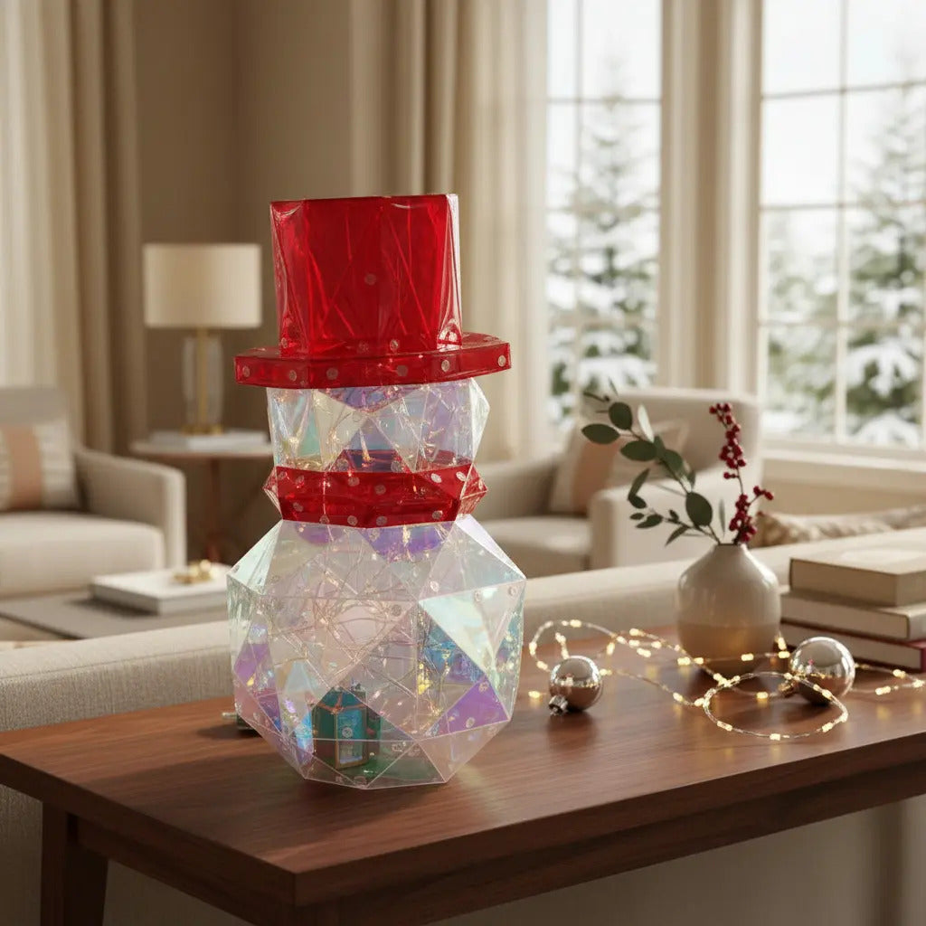 Figura Navideña Muñeco De Nieve De Tpu Con Qr Tornasol 40cm