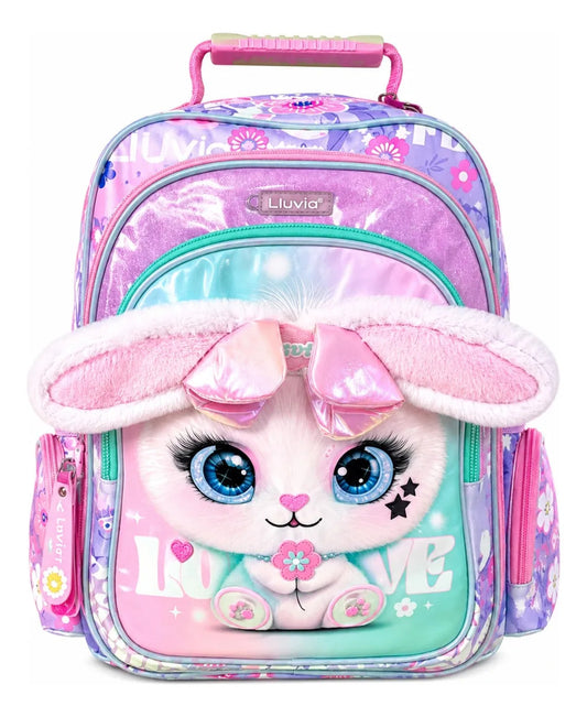 Mochila Escolar Lluvia Conejita Tierna Y Llavero Decorativo